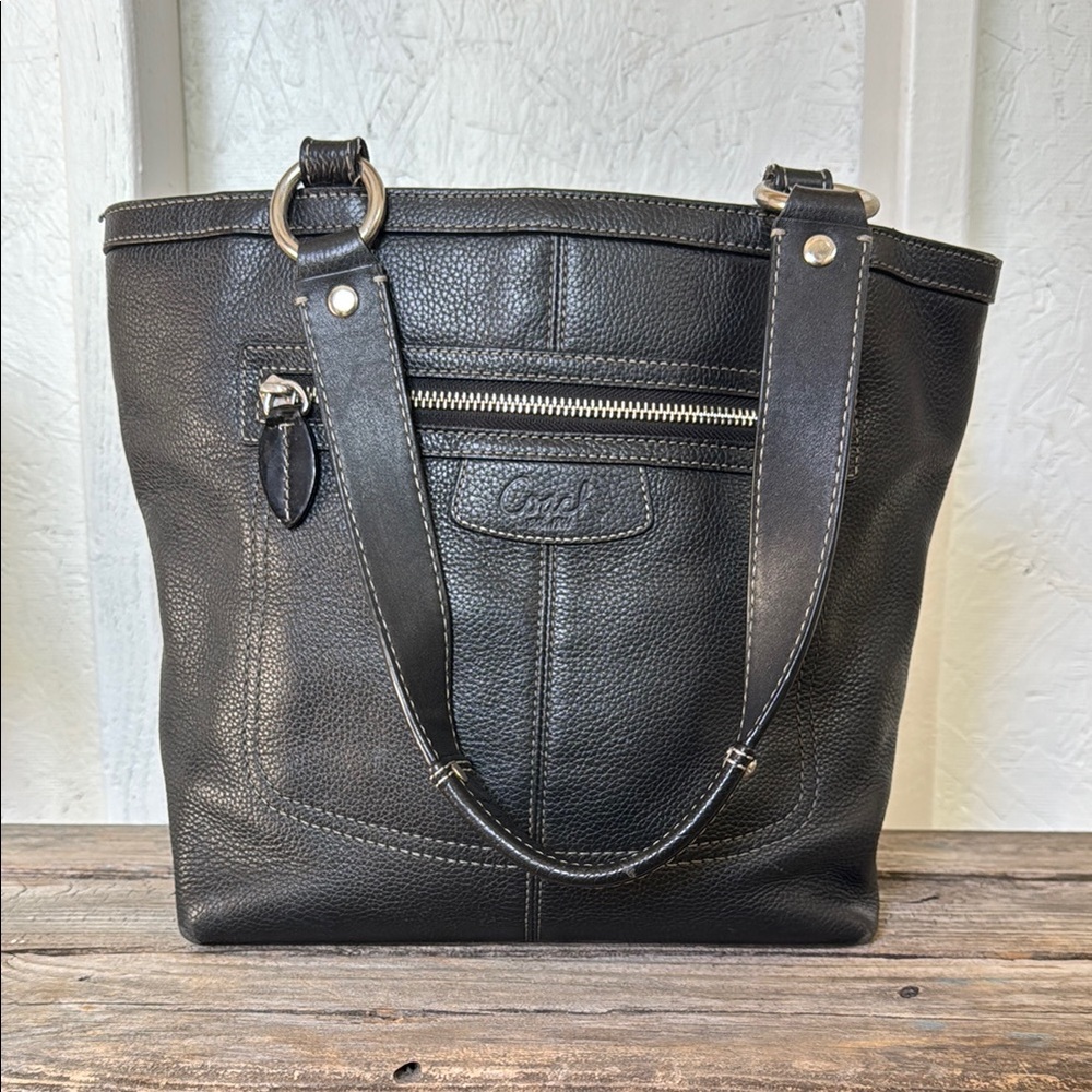 Coach Black Leather Tote Bag